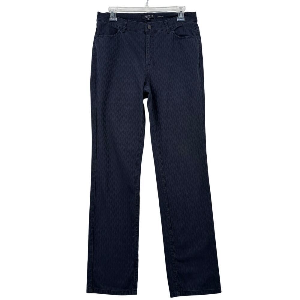 Lafayette 148 NY Thompson Pants Size‎ 8 Black Print Slim Mid Rise